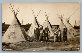 American Sioux Indians South Dakota Antique Real Photo Postcard Rppc