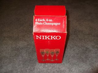 Vintage Nikko Christmas Flute Champagne Set Of 4 Each Glass 6oz