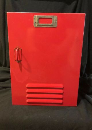 Vintage Wall Mounted Red Locker Box W/magnetic Closer.