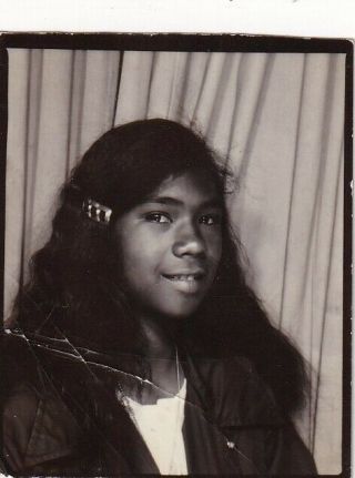 Vintage Photo Booth - Pretty Young African - American Girl,  Long Hair,  Side - Eye