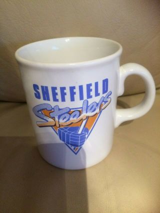 Vintage Sheffield Steelers Mug,  Ice Hockey,  White/blue,  Orange,  Made In England