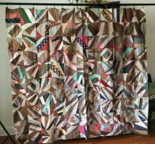 Antique Quilt,  1860 - 1880s.  Hand Stitched,  Great Fabrics,  On