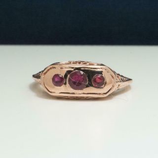 Lovely Vintage.  33ctw Ruby 14k Rose Gold/sterling Filigree Ring