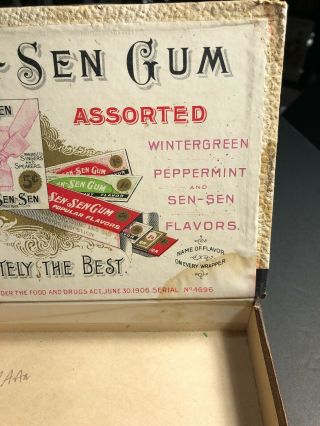 Sen Sen Chewing Gum Box C 1910 FDA Candy Country Store Vintage 3