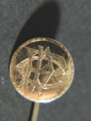 Antique Ca 1855 Liberty $1 One Dollar Us Gold Love Token Coin Stick Pin