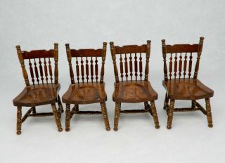 Vintage Reminiscence Trestle Dining Table & Chairs Dollhouse Miniature 1:12 3