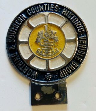 Vintage Enamel Car Club Rally Badge.  Worthing And Southern Counties Historic.