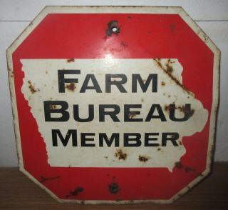Vintage Iowa Farm Bureau Member Stop Sign Seed Feed Farm Sign