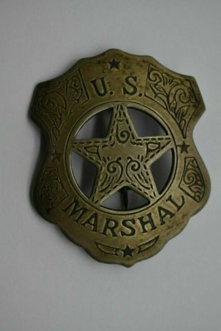 Vintage U.  S.  Marshall Shield Badge Pinback Heavy Nc Estate