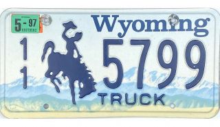 99 Cent 1997 Wyoming Truck License Plate Park County 5799