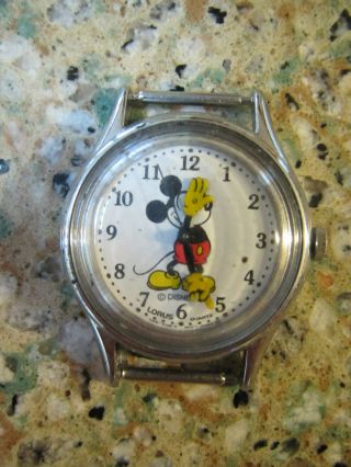 Vintage Disney Micky Mouse Lorus Quartz Watch W Yellow Hands - No Band - Runs