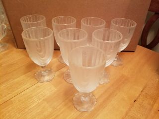 Vintage Anchor Hocking Clear Textured Glass Clam Shell Set Of 8 Iced Tea Glasses