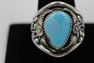 Navajo Vintage Old Dead Pawn Sterling Silver Turquoise Size 13.  75 Huge Mans Ring