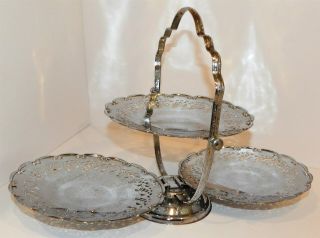 Vintage 3 Plate Chrome Plated Folding Cake Stand