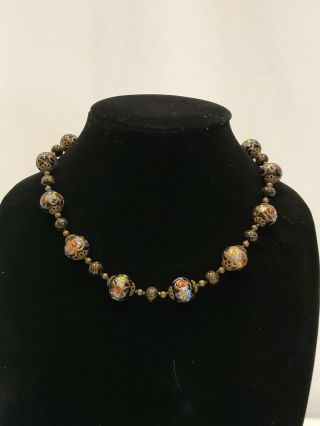 Vintage Venetian Glass Beads Wedding Cake Necklace/choker