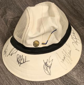 2 Golf Hats Signed Jack Nicklaus,  Payne Stewart,  Phil Mickelson,  Singh,  Faldo,