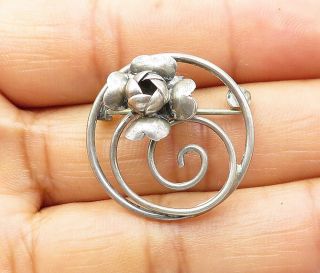 925 Sterling Silver - Vintage Petite Sculpted Spiral Flower Brooch Pin - Bp3599