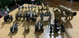 Vintage U.  S.  A.  Small Cast Iron Toy Civil War Cannon Set Different Brands