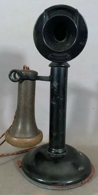 Ca.  1920 Antique Edwardian Era Western Electric Old Candlestick Phone Telephone