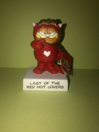 Vtg Enesco Garfield Figurine Last Of The Red Hot Lovers Devil Valentines
