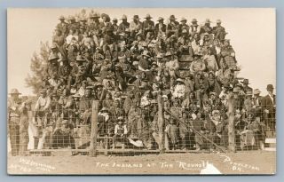 American Indians At Round Up Pendleton Or Antique Real Photo Postcard Rppc