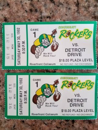 Vintage Cincinnati Rockers Vs Detroit Drive Arena Football Ticket Stubs May 1992