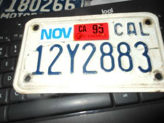California 1995 Motorcycle License Plate