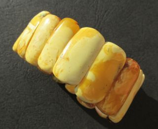 Antique Natural White,  Butterscotch Egg Yolk Baltic Amber Bracelet