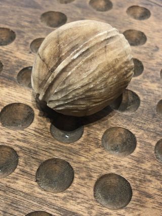 Early Vintage Stone Marble Nut Italian Alabaster Stone Carved Dark Walnut Nm,