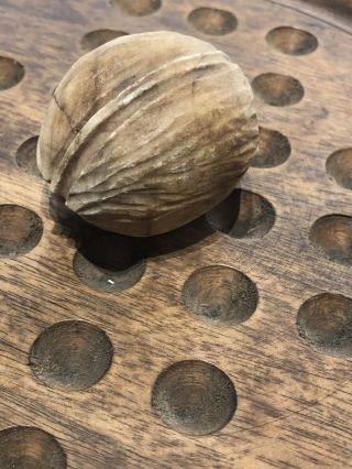 Early Vintage Stone Marble Nut Italian Alabaster Stone Carved Dark Walnut NM, 2