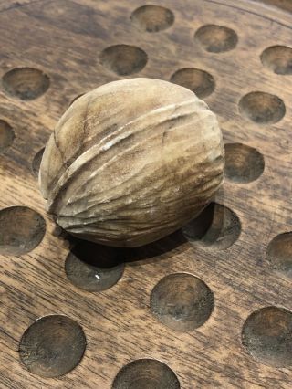 Early Vintage Stone Marble Nut Italian Alabaster Stone Carved Dark Walnut NM, 3