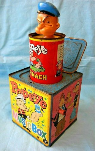 Vintage Mattel Popeye in the Music Box & Damascar Italy Shampoo Bottle (Empty) 3