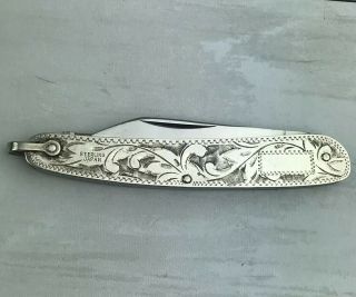 Vintage Japanese Oriental Sterling Silver Handle Pocket Knife 2