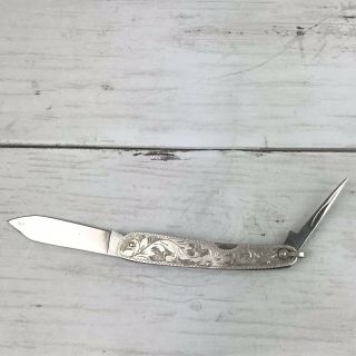 Vintage Japanese Oriental Sterling Silver Handle Pocket Knife 3