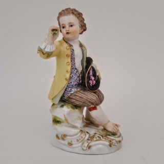 Antique 19th Century Meissen Porcelain Hand Painted Boy Figurine Model 17