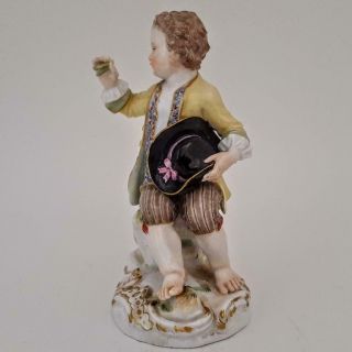 Antique 19th Century Meissen Porcelain Hand Painted Boy Figurine Model 17 3