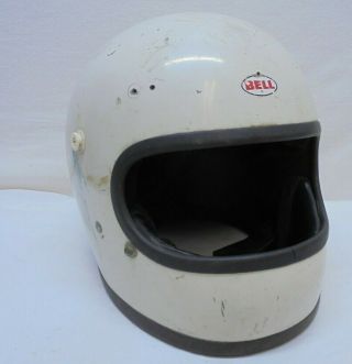 Bell Star Vintage 1975 White Motorcycle Helmet Small/narrow Vision Window 7 1/2 "