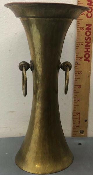 Antique Imperial Russian Brass Copper Hand Hammered Arts & Crafts Vase Hallmark