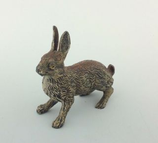 Antique Austrian Cold Painted Bronze Of A Hare Bergman Style Unmarked