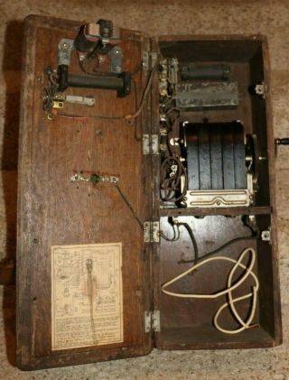 Antique Oak Crank Wall Telephone Phone Pre - 1940 May be an 1892 Western Electric 3