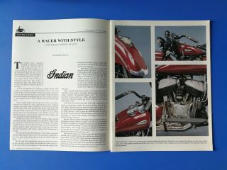 1940 Indian Sport Scout Motorcycle - 6 Page Article & Poster