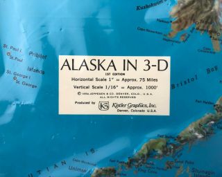 Vintage Kistler Graphics 1958 Vinyl Plastic 3D Alaska Topography Relief Map 2