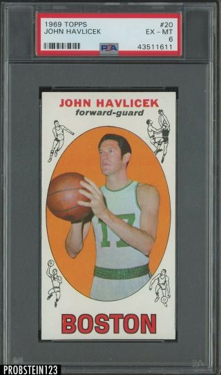 1969 Topps Basketball 20 John Havlicek Boston Celtics Rc Rookie Hof Psa 6 Ex - Mt