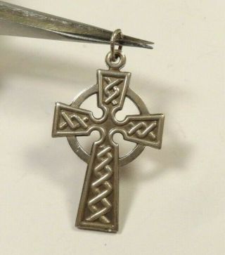 Vintage Celtic Knot Cross Pendant Sterling Silver 925