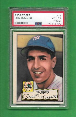 1952 Topps 11 Phil Rizzuto Psa Vg - Ex 4 (mc) York Yankees Baseball Card