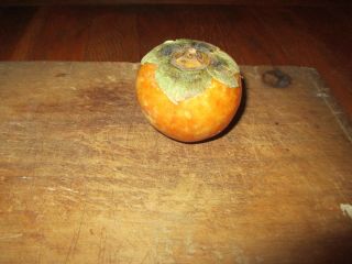Early Antique Italian Alabaster Stone Fruit Orange Persimmon Green Leaf Top 3