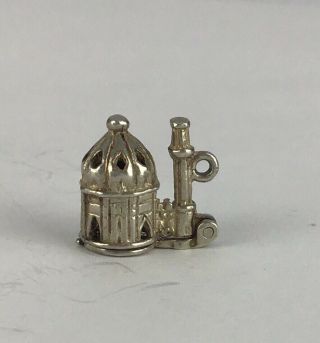 Vintage Silver Charm Of A Mosque With Attached Minaret,  Opening To Show Figure