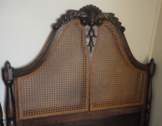 Antique Twin Size Real Wood Ornate Headboard
