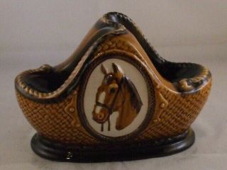 Vintage Ceramic Double Pipe Holder - Horse Design