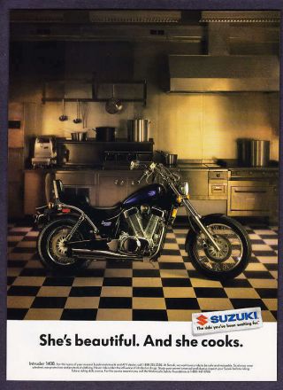 1992 Suzuki Intruder 1400 Motorcycle Photo & Cooks Vintage Print Ad
